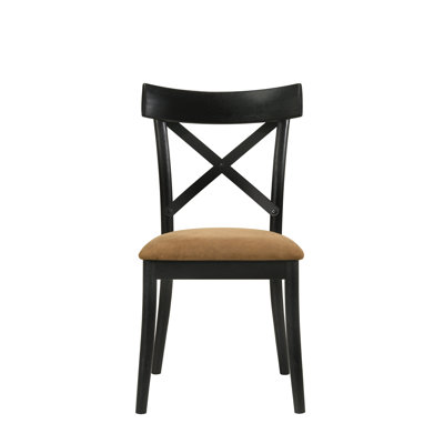 Hillary Brown Leather Aire, Walnut Black Finish Side Chair 21L x 20W x 37H Inches Faux Leather,Synthetic Wood 2 Pieces Chair Black,Brown