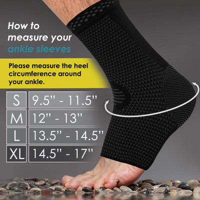 PowerLix Ankle Compression Support Sleeve (Pair) for Injury Recovery / Pain - Black X Large
