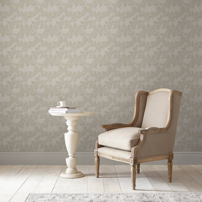 Creddy Laura Ashley Burnham Dove Grey Wallpaper