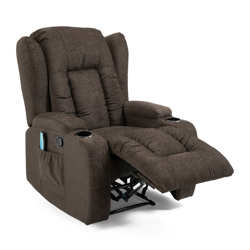Nonda Upholstered Recliner, Brown Polyester