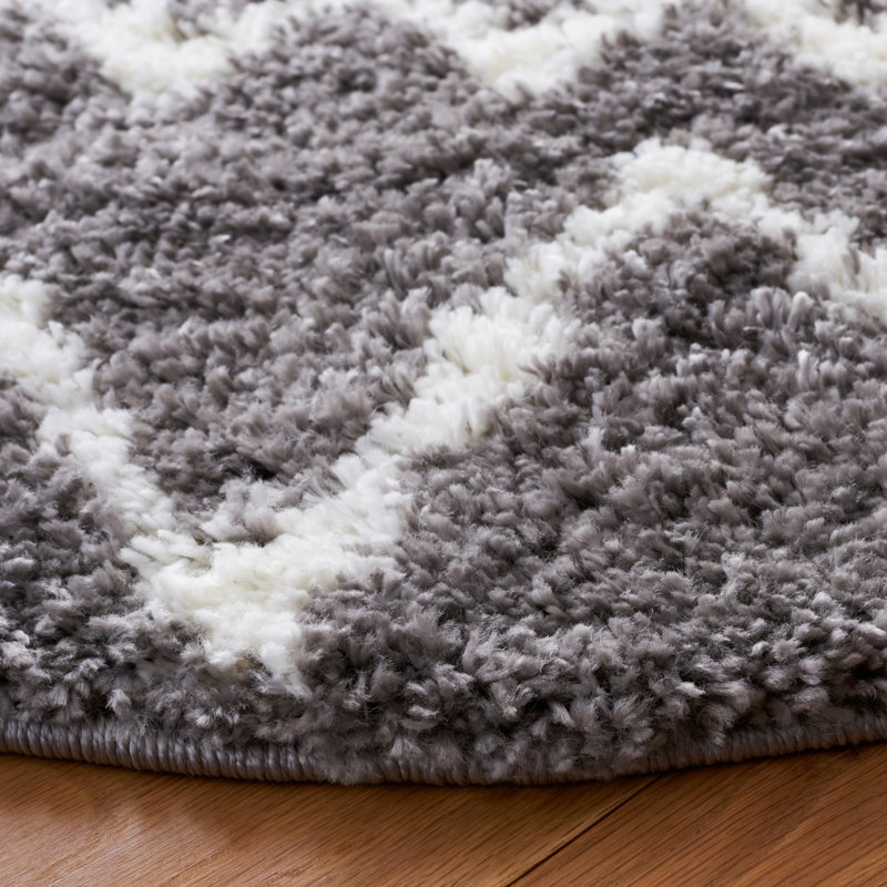 Tapis gris clair / crème Matterson, Rond 5 pi 1 po