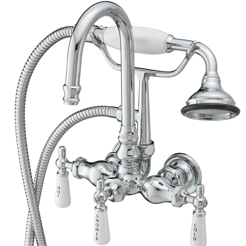 2 Handle Bathroom Clawfoot Tub Faucet with Diverter, Antique Bronze
