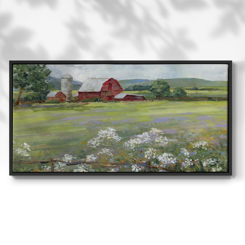 Été à la ferme - Toile tendue avec châssis encadré - Prêt à accrocher, Noir, H 21 po x l 41 po