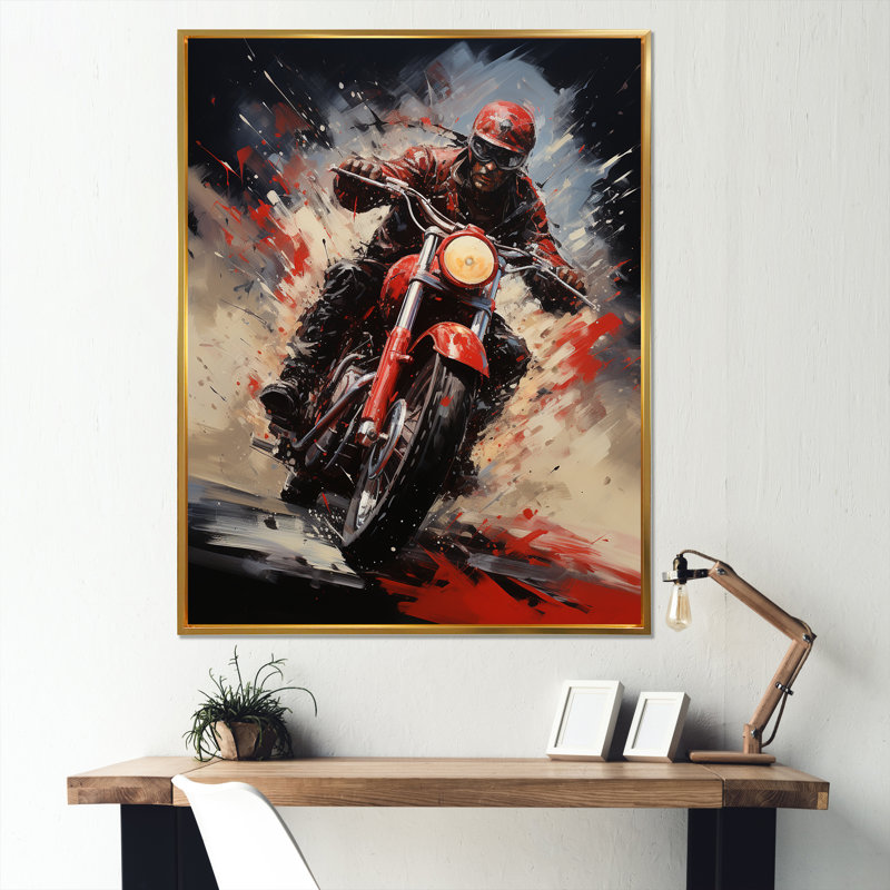Crimson Thunder Red Dirt Bike III, Cadre flottant doré, H 32 po x l 16 po x P 1 po