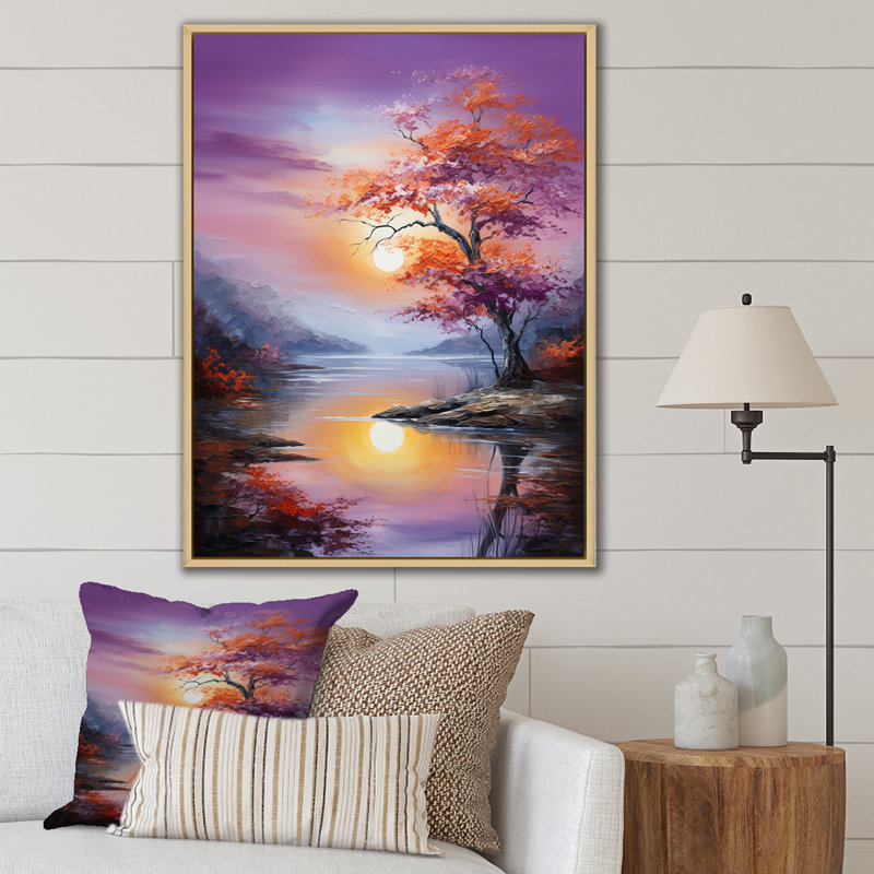 Art liquide de lever de soleil, Cadre flottant naturel, H 32 po x l 16 po x P 1 po