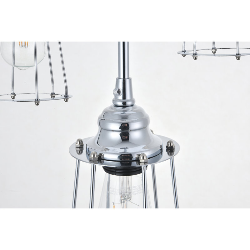 Luminaire suspendu géométrique 3 lumières grappe Marine Park, Chrome