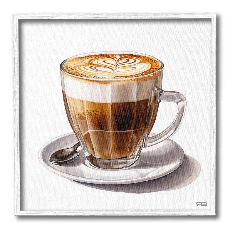 Latté avec motif de lait, estampe numérique encadrée par RB, Giclée encadrée blanc bord de mer, H 17 po x l 17 po