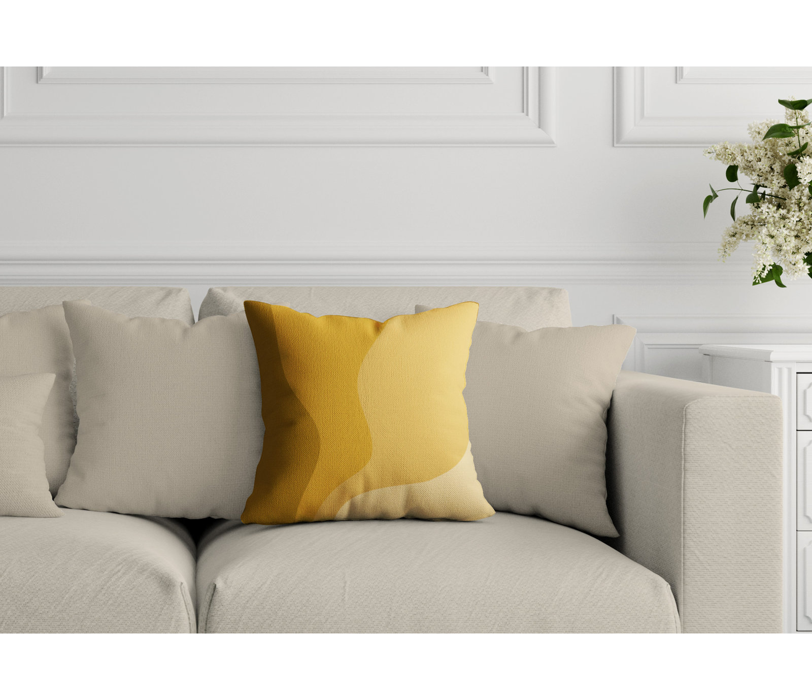 Bunko Ombre Indoor/Outdoor Throw Pillow, 15" x 15", Mustard, Square