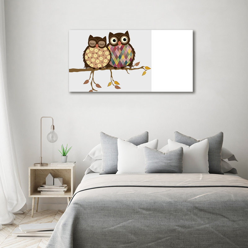 Two Owls On The Branch - Wrapped Canvas Print
