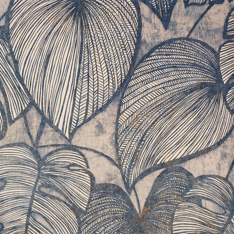 Julie Feels Home Collection Glitter/Shimmer Large Monstera Leaf Wallpaper Roll, Navy Ash