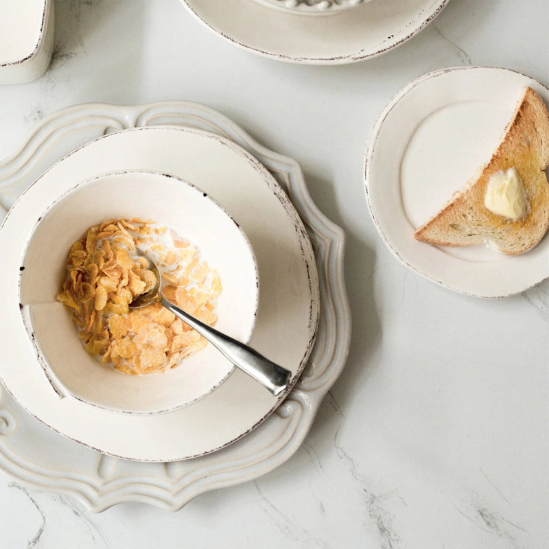 Lastra Handmade Stoneware Appetizer Plate, Linen