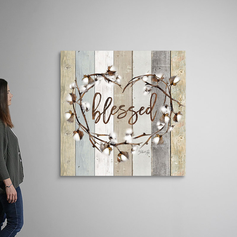 «Blessed Cotton Wreath» par Marla Rae, reproduction d'art textuel sur toile, H 48 po x l 48 po, Toile tendue, Sans cadre