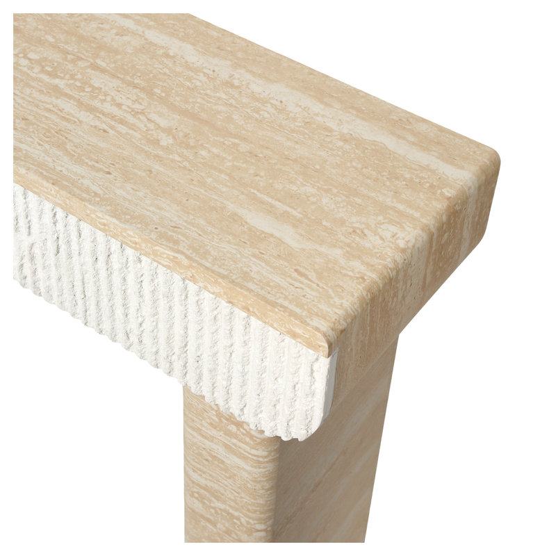 Console beige moderne avec tiroirs cannelés - Table d'entrée 47,2 po pour le couloir, le salon et la salle à manger