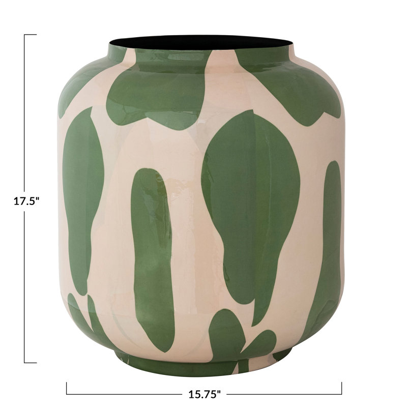 Vase en métal émaillé avec motif abstrait