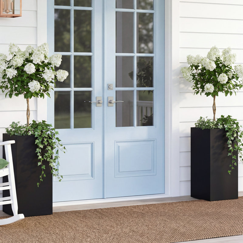 30 Inch Tall Metal Black Rectangular Pot Planter, 30" H x 10" W x 16" D
