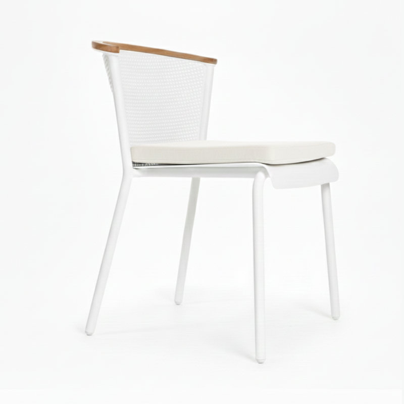 Chaise d'appoint Dar, Toile Sunbrella® naturel, Blanc