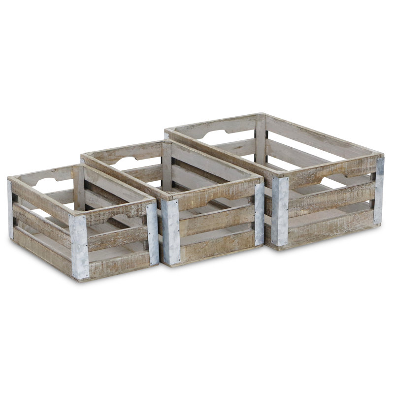 Ensemble de casiers en bois massif 3 pièces à lattes