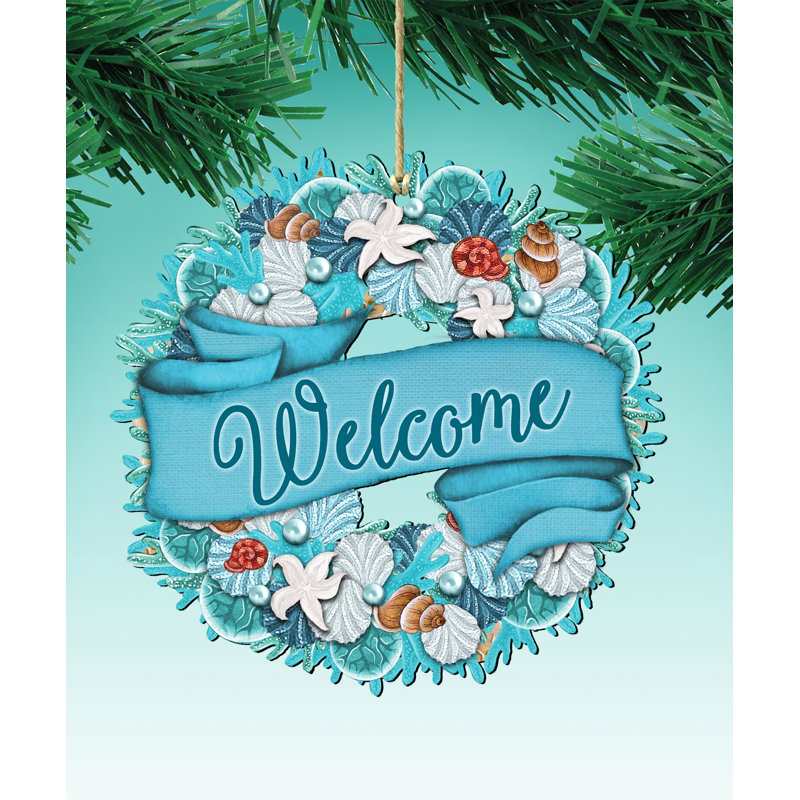 Ornement de noël couronne de noël en bois de fêtes de bienvenue