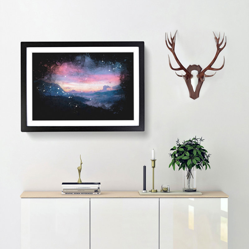 Mountain View of Romania - Picture Frame Graphic Art Print, 62cm H x 87cm W x 2cm D, Black Framed