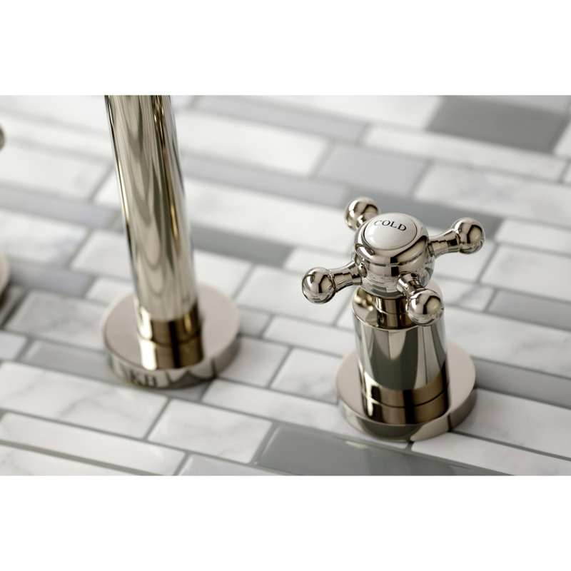Kingston Brass Metropolitan Two-Handle 3-Hole Wall Mount Roman Tub Faucet, Polished Nickel
