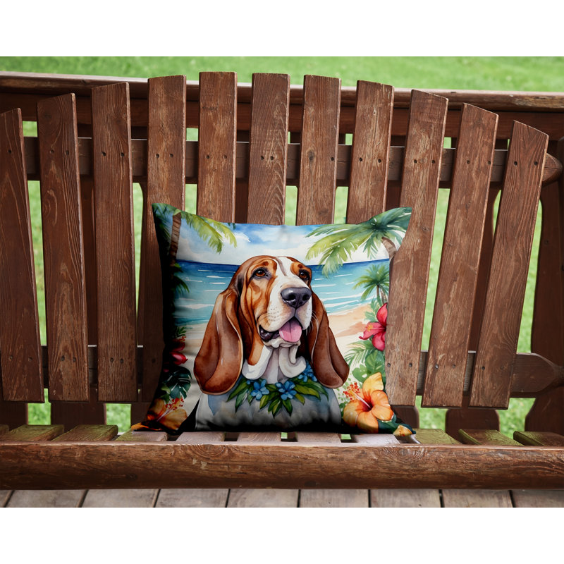 Coussin Basset Hound Luau, H 14 po x l 14 po
