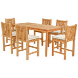 Outdoor 7 - Piece Teak Dining Set with Cushions