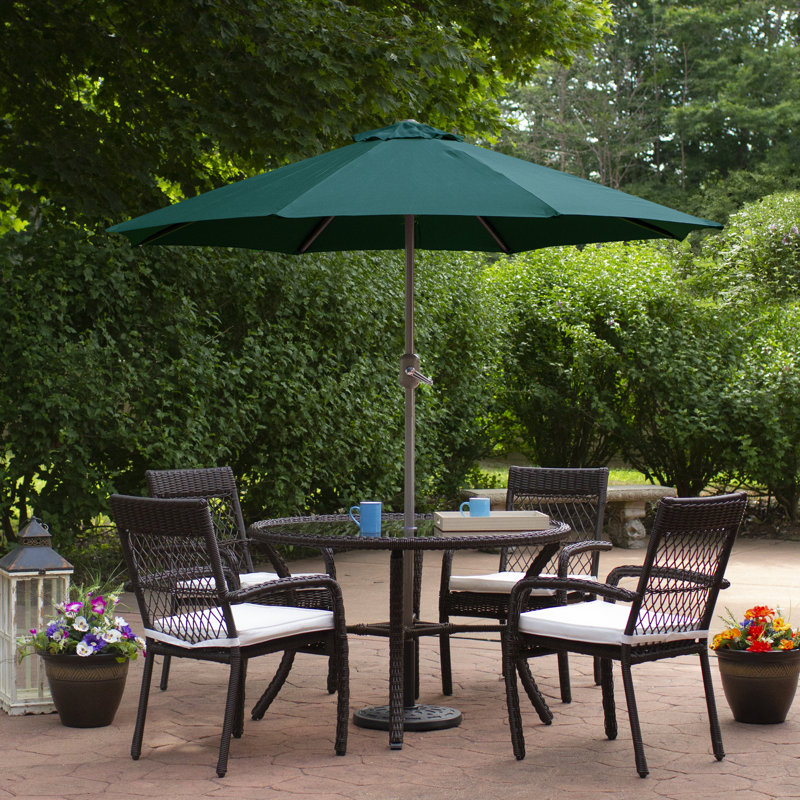 Parasol de plage 90 po avec manivelle et contrepoids inclus, Vert
