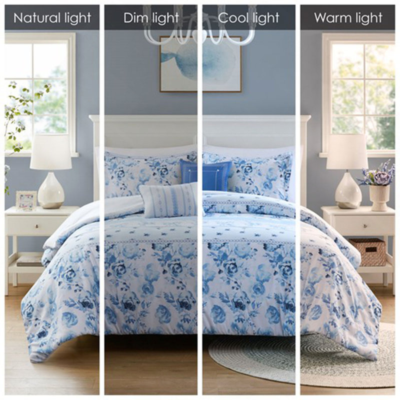 Ensemble d'édredon à rayures florales, Twin Comforter + 3 Additional Pieces