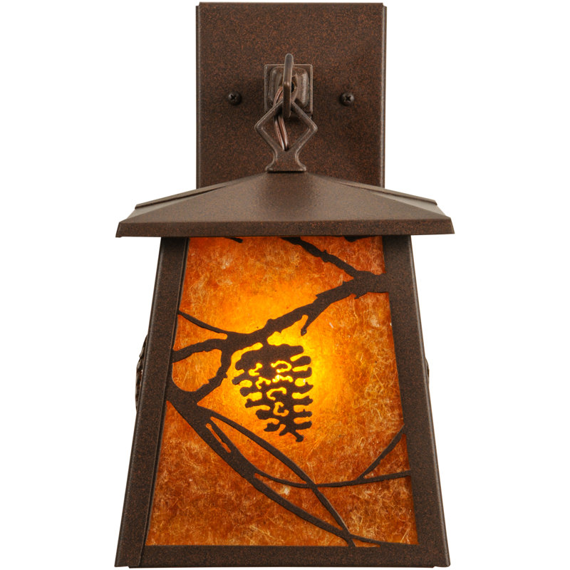 Lanterne murale d'extérieure, Mica de couleur ambrée, Café noir