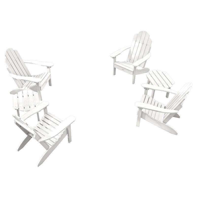 Anette Plastic Adirondack Chair with Table, White