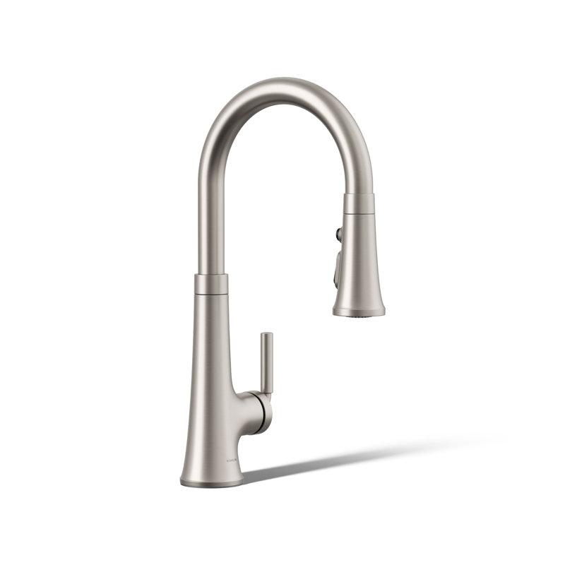 Tone Single Handle Pull Down Kitchen Sink Faucet with Three-Function Pull Down Sprayer, Vibrant Stainless