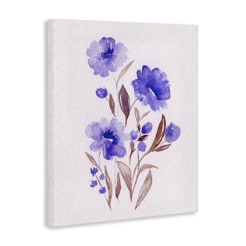Aquarelle, fleurs mauves, toile par Leah Noel Art, H 30 po x l 24 po