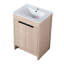 Meuble-lavabo autoportant de 24 po, 2 portes à fermeture en douceur, chêne, contreplaqué, tablettes réglables pour un rangement charmant et distinctif