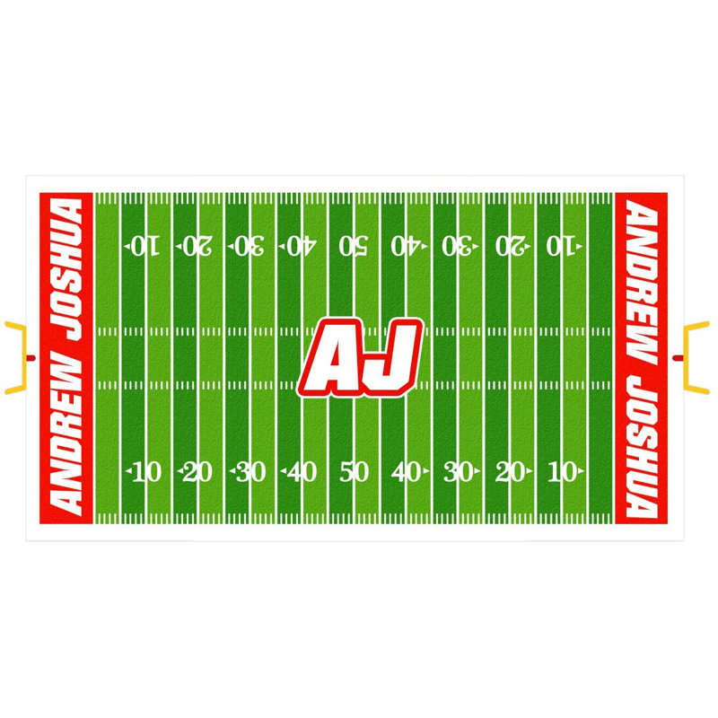 Adhésif décoratif champ de football personnalisé, Rouge, 24 po x 44 po