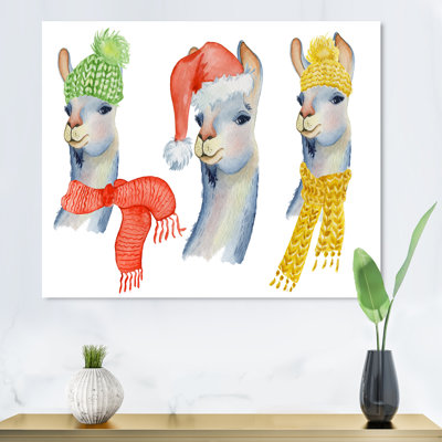 «Christmas Lama Ready For Santa», reproduction sur toile flottante