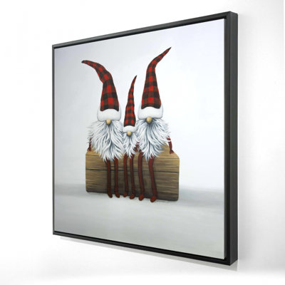 Three Christmas Gnomes Print On Canvas