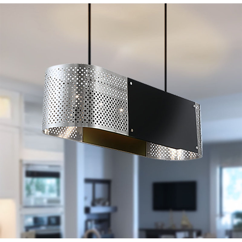Luminaire suspendu pour îlot de cuisine en nickel brossé à 6 lumières Noho