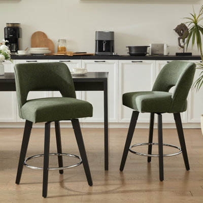 Bisto 26.4" Swivel Counter Stools Set of 2, Upholstered Seat for Kitchen Island