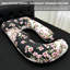 Très grand coussin de grossesse en forme de J, motif floral noir - Support ultime pour les dormeurs latéraux et soulagement de la maternité