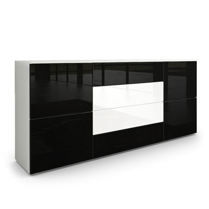 Mccraney Sideboard, White (matt)/Black (glossy)/White (glossy)