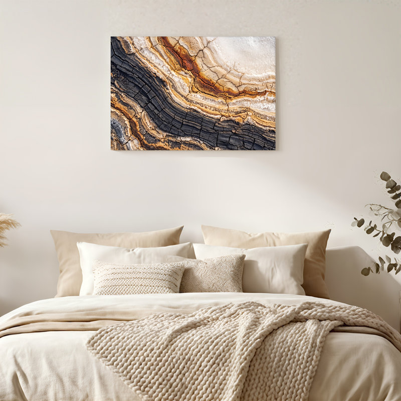 Abstract Layered Earth Texture in Black and Rust Canvas Wall Art, 24"H x 36"W