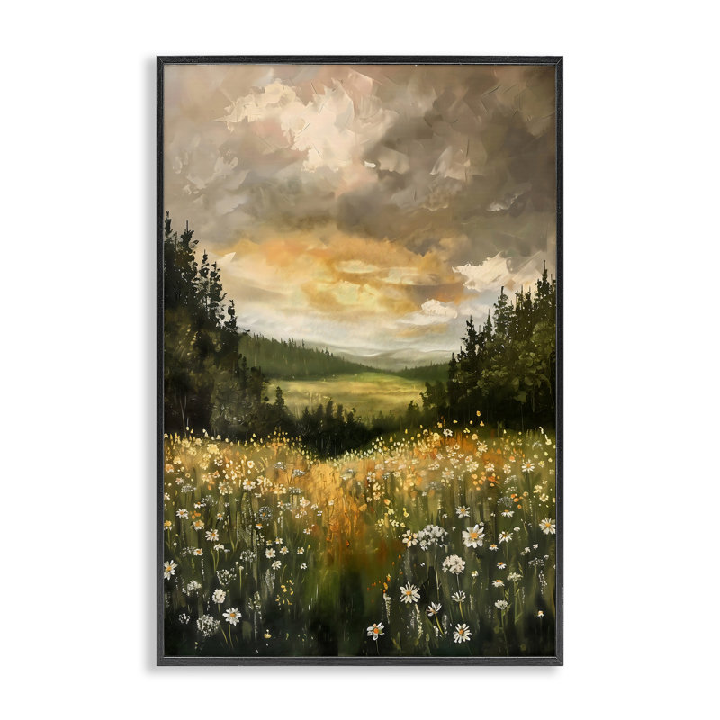 Giclée encadrée «Clouded Daisy Path», conception par Creative Studio, Giclée encadrée noir minuit, H 24 po x l 16 po