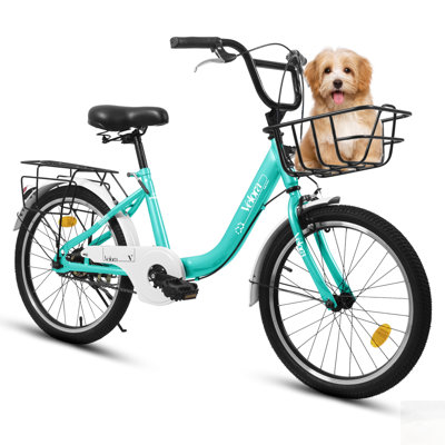 Kids Bike with V-Brake, 1-Speed, Chain Guard & Rear Rack, Lightweight Steel Frame for Boys & Girls