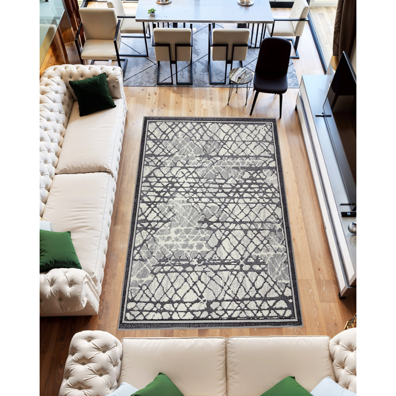 Tapis contemporain moderne abstrait 5X7 pour salon chambre à coucher