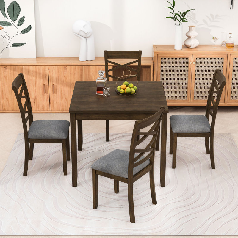 Ensemble de table de salle à manger 5 pièces avec 4 chaises rembourrées