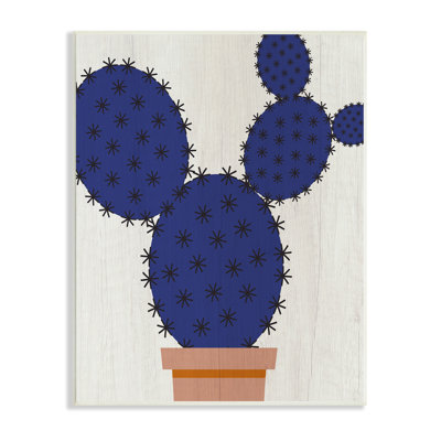 " Prickly Pear Potted Cactus Blue Succulent " by Daphne Polselli