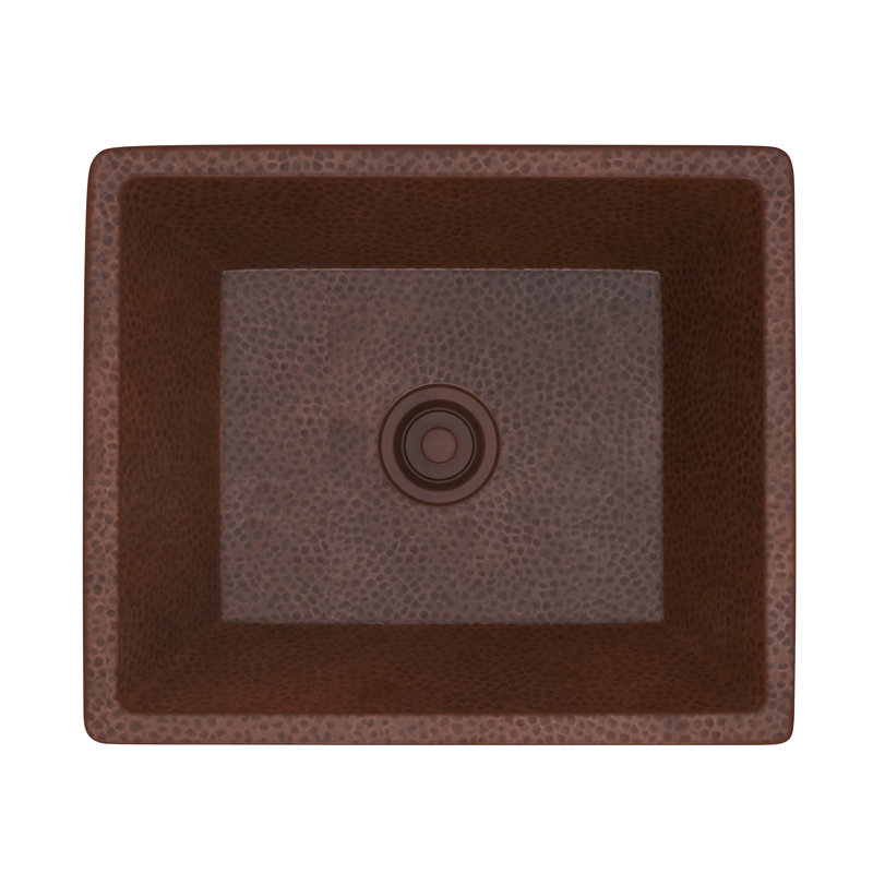 ANZZI Tidal 16'' Hammered Antique Copper Metal Rectangular Bathroom Sink