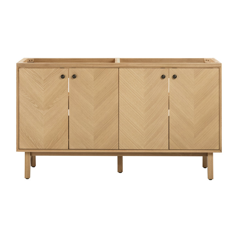 Adele 60'' W Double Bathroom Vanity Base, Natural