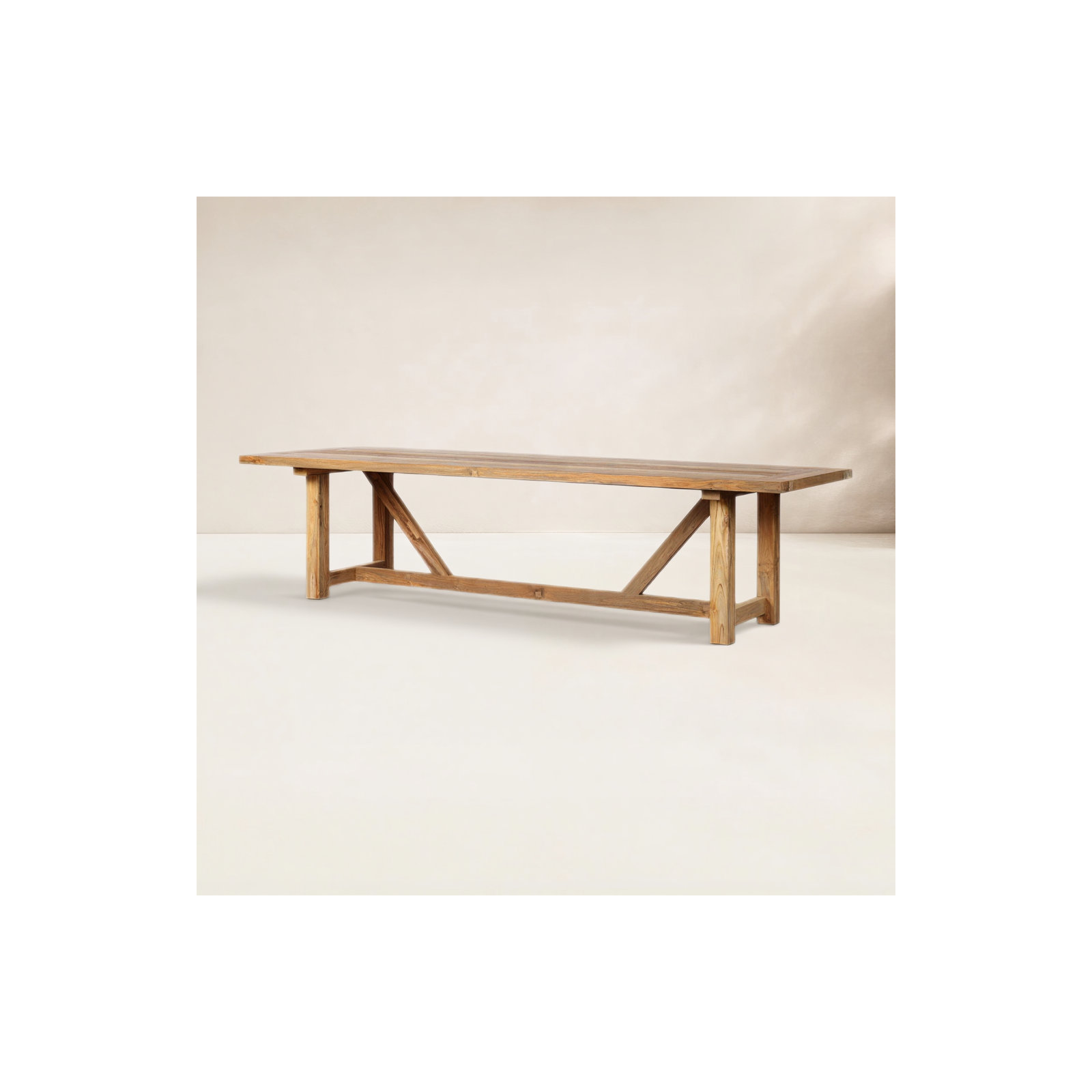 Berks 118'' Teak Outdoor Dining Table, Reclaimed Natural