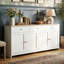 160cm Farmhouse Sideboard Buffet, 4-Door Storage Console with 3 Drawers & Adjustable Shelves,  White & Oak